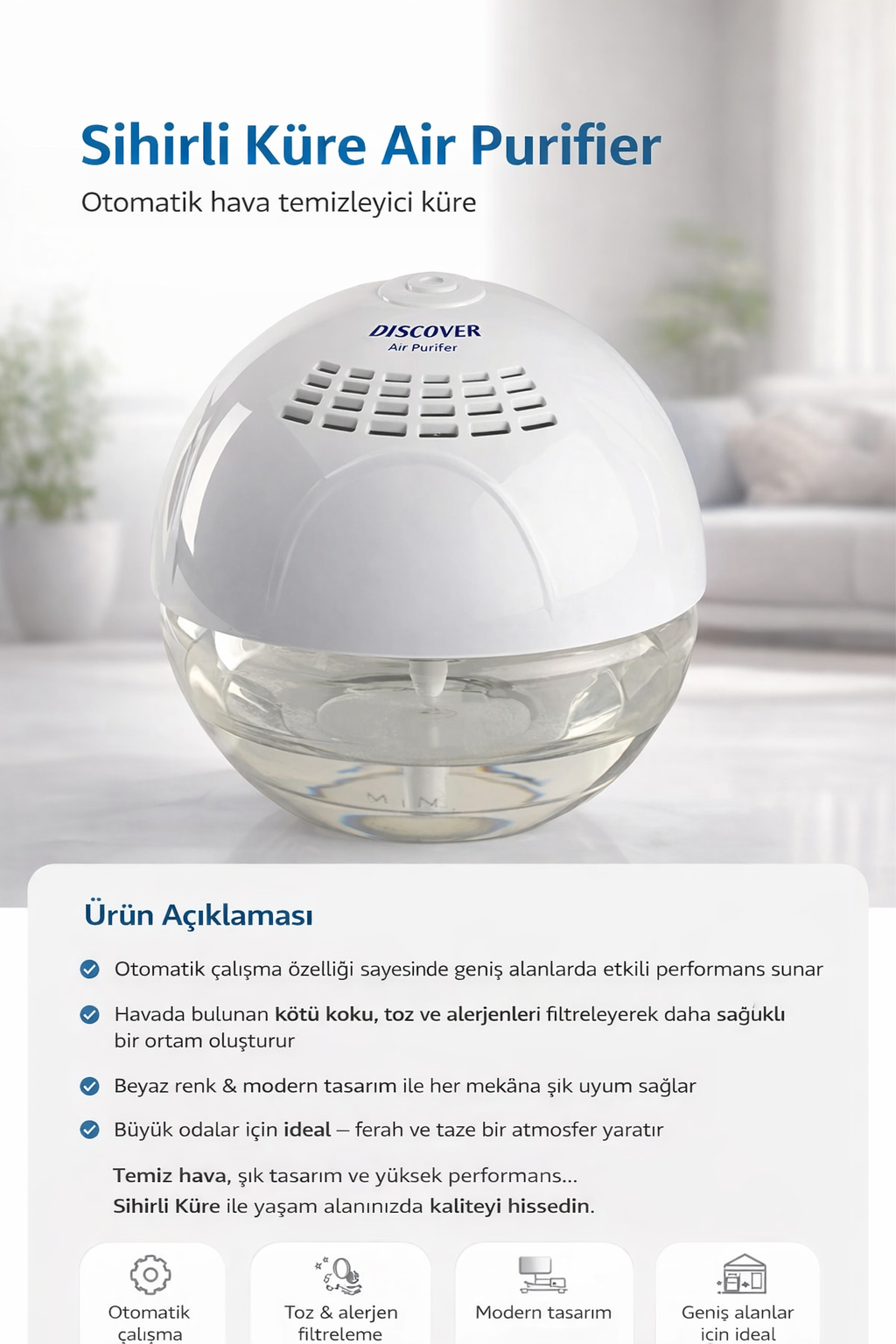 Discover Sihirli Küre Air Purifier Geniş Alan Kokulandırma Cihazı Beyaz